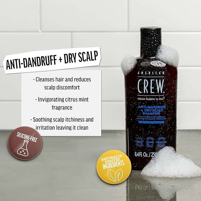American Crew Anti-Dandruff + Dry Scalp Shampoo for Men, Vegan Formula, Soothes Itch & Eliminates Flakes, Citrus Mint Scent, 8.4 Fl Oz - Image 2