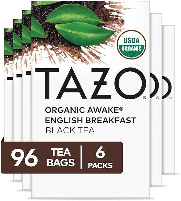 TAZO Organic Awake English Breakfast Black Tea Bags, 96 Total Tea Bags (16ct - Pack of 6) - Image 1