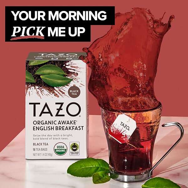 TAZO Organic Awake English Breakfast Black Tea Bags, 96 Total Tea Bags (16ct - Pack of 6) - Image 2
