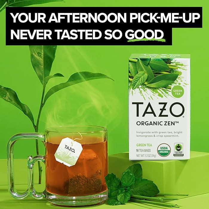 TAZO Organic Zen Green Tea, Green Tea Zen for Health and Wellness, 96 Total Tea Bags (16ct - Pack of 6) - Image 2