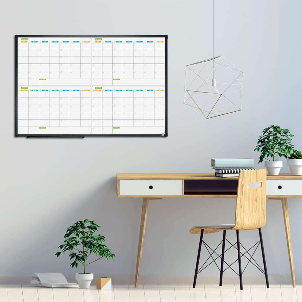 JILoffice Magnetic Dry Erase Calendar Whiteboard, 4 Month White Board Planner 36 X 24 Inch, Black Aluminum Frame Wall Mounted Board for Office Home and School - Image 2
