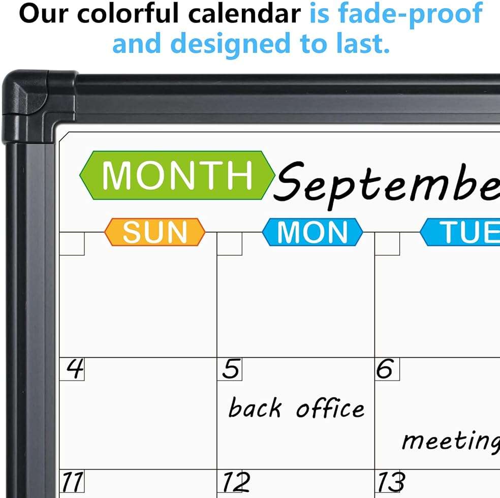 JILoffice Magnetic Dry Erase Calendar Whiteboard, 4 Month White Board Planner 36 X 24 Inch, Black Aluminum Frame Wall Mounted Board for Office Home and School - Image 4
