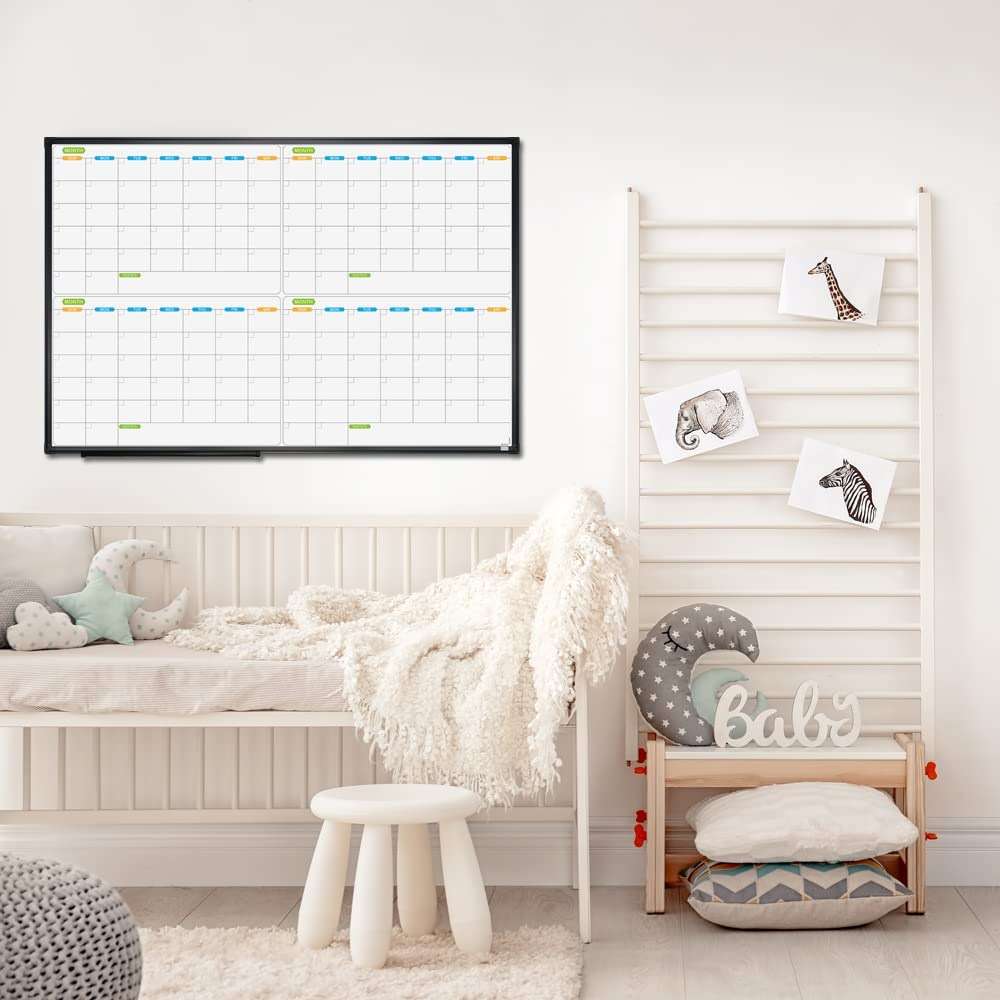 JILoffice Magnetic Dry Erase Calendar Whiteboard, 4 Month White Board Planner 36 X 24 Inch, Black Aluminum Frame Wall Mounted Board for Office Home and School - Image 5