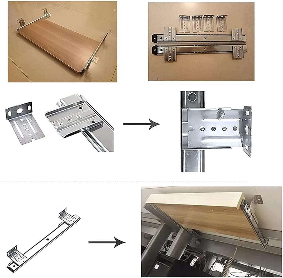 Keyboard Tray Under Desk Storage, Desk Extender for Keyboard And Mouse, Wooden Keyboard Drawer Tray Under Desk Sliding Keyboard Platforms Ergonomic Underdesk Keyboard Tray Shelf, Easy Installation - Image 6