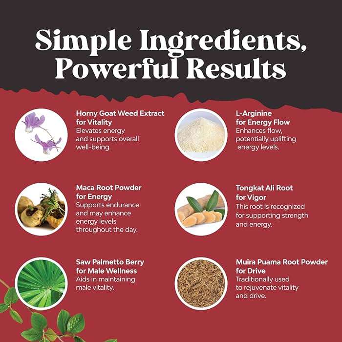 Horny Goat Weed for Male Enhancement - Testosterone Booster Supplement for Men - 1000mg per serving Complex with Tongkat Ali Saw Palmetto Extract & Panax Ginseng - Black Maca Root for Stamina & Energy - Image 4