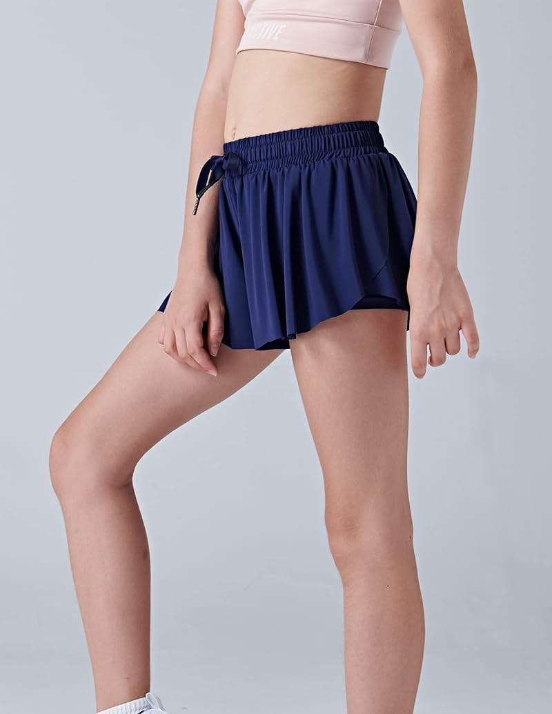 1 or 3 Pack Girls Flowy Shorts with Spandex Liner & Pocket, 2-in-1 Athletic Butterfly Shorts for Running Dance - Image 7