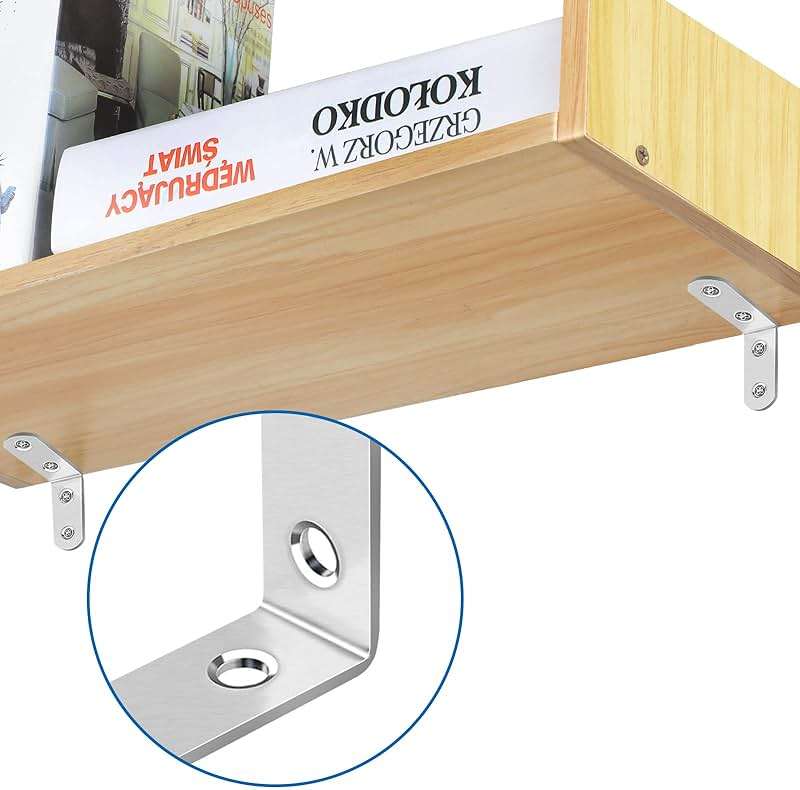 16 Pcs L Bracket Stainless Steel Corner Brace Sets, 90 Degree Right Angle Brackets with 64 Pcs Screws, L Bracket Firmware for Wooden Shelves, Chairs, Tables, Dressers, Furniture (Silver) - Image 5