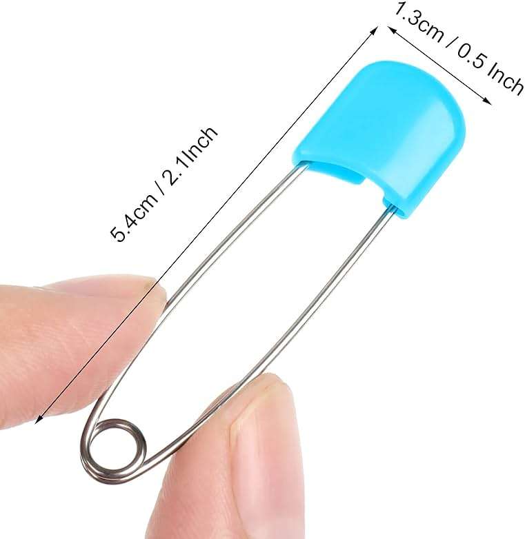 Joyberg 100 Pcs Diaper Pins, Baby Safety Pins, Diaper Pins for Cloth Diapers, Heavy Duty, Stainless Steel, ABS Plastic, Colorful (Red, Yellow, Pink, Blue, Green, Purple), 2.2in, Safe Locking Closures - Image 2