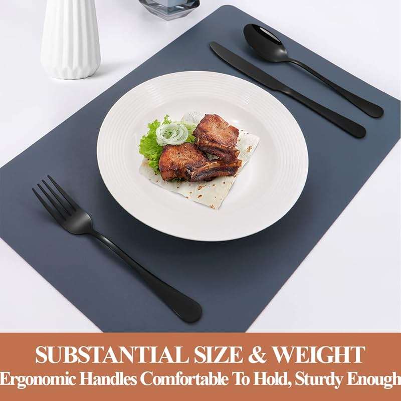 30 Pcs Black Silverware Set for 6, Food Grade Stainless Steel Flatware Set, Eating Utensils Sets Include Fork/Knife/Spoon, Reusable Cutlery Set for Home Kitchen, Dishwasher Safe, Round Edge - Image 6
