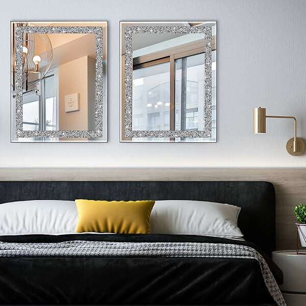 Ruomeng Rectangular Wall Mirror, 16" x 20", Crystal Crush Diamond, Bathroom, Entryway & Bedroom - Image 3