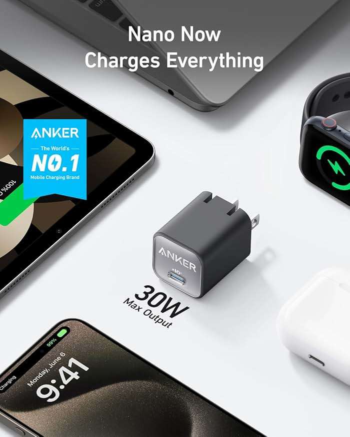 Anker Nano Phone Charger, USB C GaN Charger 30W, PIQ 3.0 Foldable PPS Fast Charger USB C for iPhone 17 / 16 and more series, Galaxy, iPad, Compatible with MagSafe - Image 2