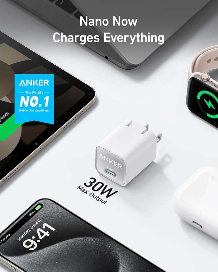 Anker Nano Phone Charger, 30W Portble and Foldable USB C GaN Charger | For iPhone 17/17 Plus/17 Pro Max/16/16 Plus/16 Pro Max/15 Pro Max, Galaxy, iPad, and MagSafe-Compatible Accessories - Image 2