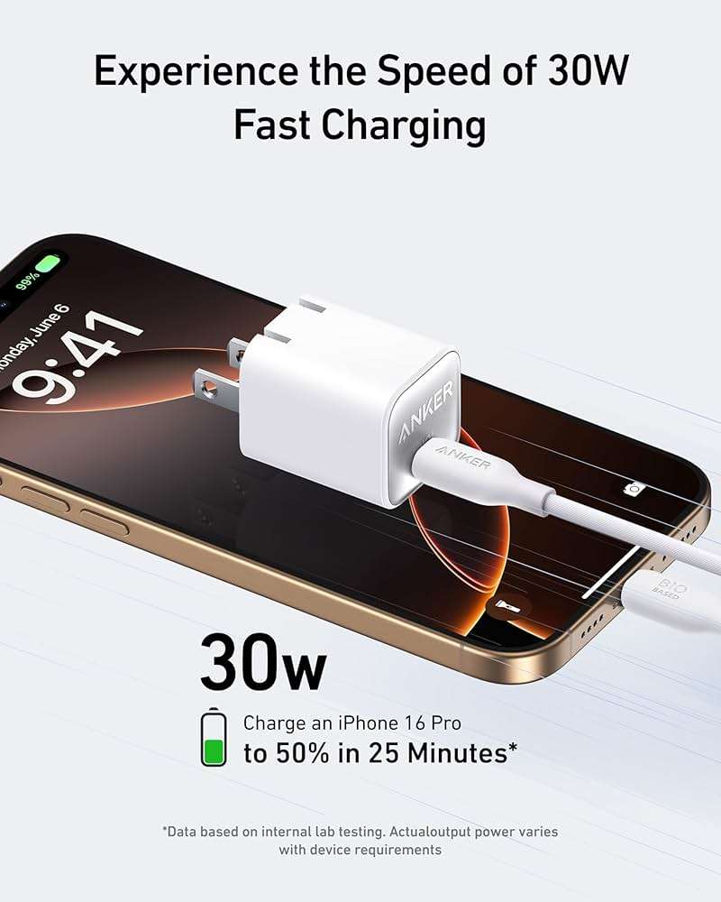 Anker Nano Phone Charger, 30W Portble and Foldable USB C GaN Charger | For iPhone 17/17 Plus/17 Pro Max/16/16 Plus/16 Pro Max/15 Pro Max, Galaxy, iPad, and MagSafe-Compatible Accessories - Image 3