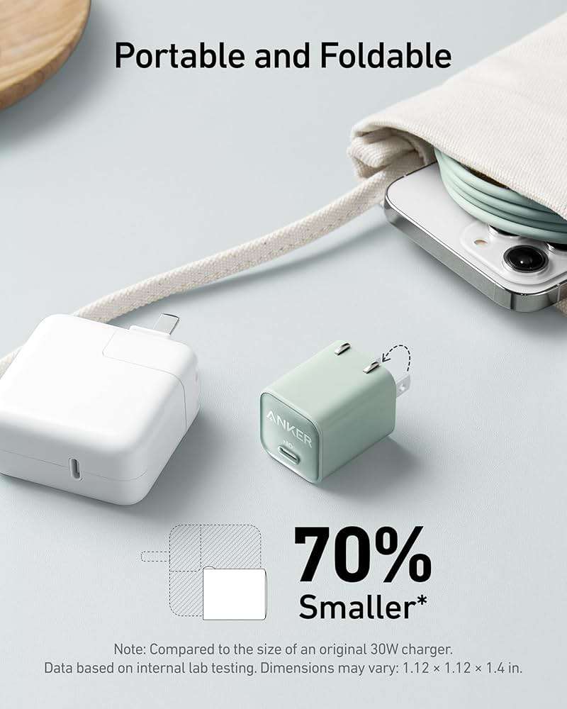 Anker Nano Phone Charger, 30W Portble and Foldable USB C GaN Charger | For iPhone 17/17 Plus/17 Pro Max/16/16 Plus/16 Pro Max/15 Pro Max, Galaxy, iPad, and MagSafe-Compatible Accessories - Image 4