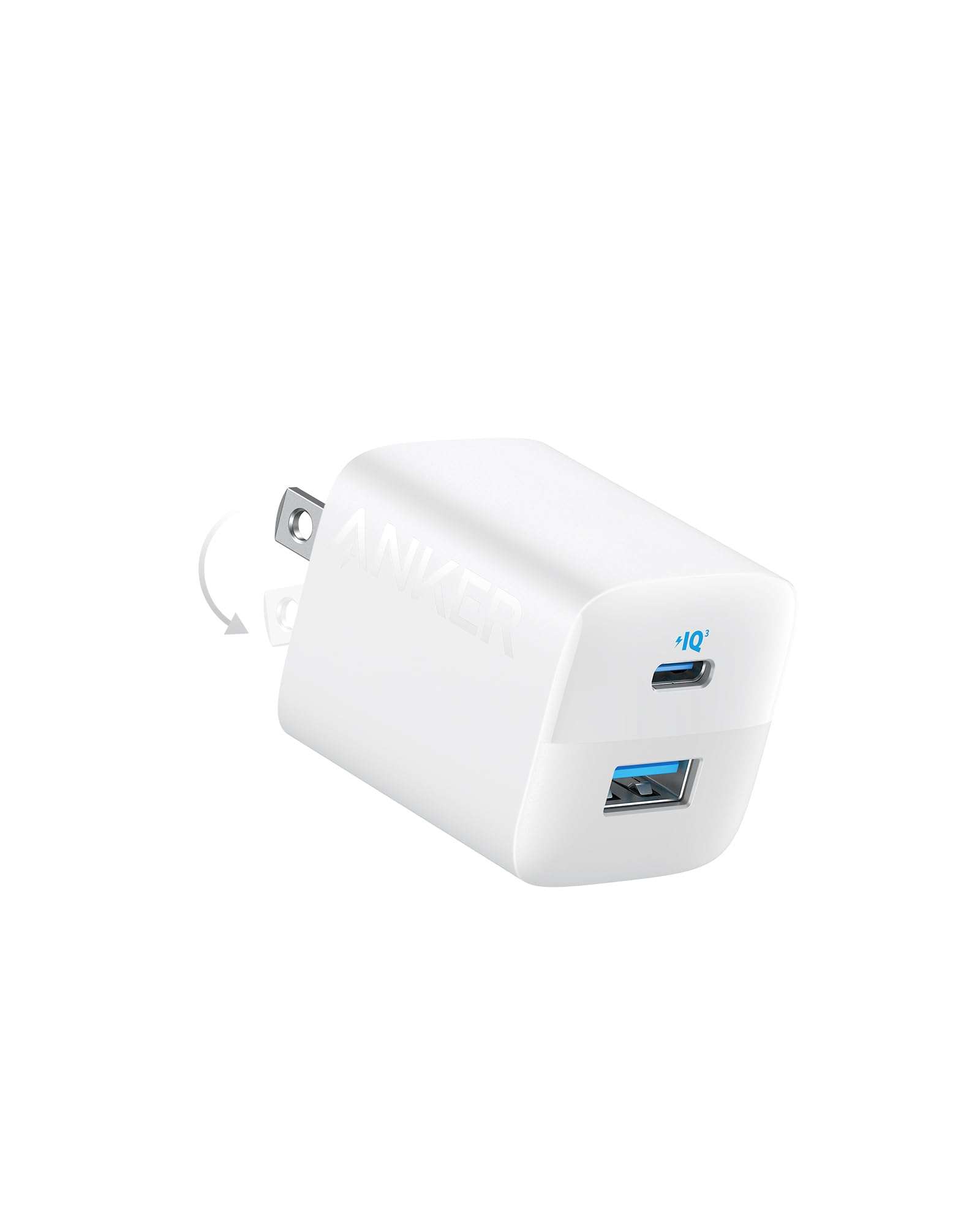 Anker USB Charger Block, 33W 2 Port Compact Type C Charger with Foldable Plug for iPhone 17/16 Series, Galaxy, and More (Cable Not Included, White) - Image 1