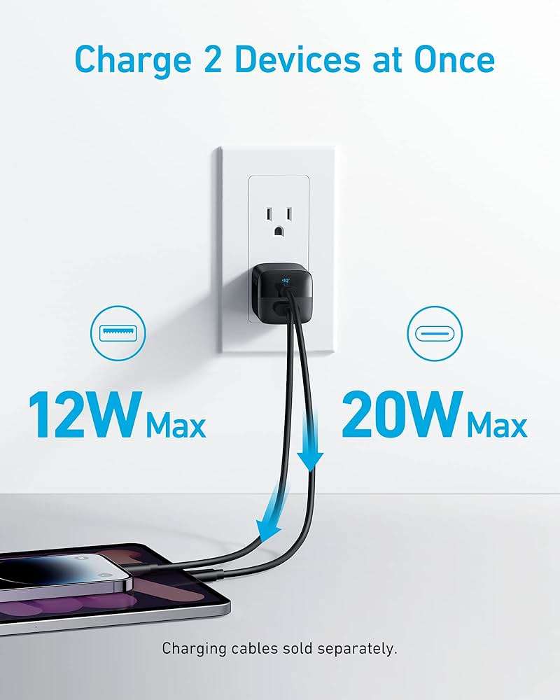 Anker USB Charger Block, 33W 2 Port Compact Type C Charger with Foldable Plug for iPhone 17/16 Series, Galaxy, and More (Cable Not Included, Black) - Image 3