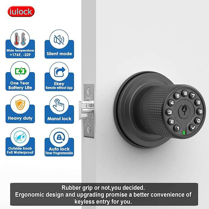iulock Keypad & Key Smart Door Lock, 50 User Codes, Waterproof, Auto Lock - Matte Black - Image 4