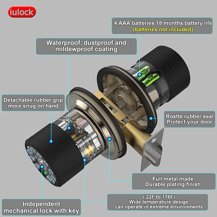 iulock Keypad & Key Smart Door Lock, 50 User Codes, Waterproof, Auto Lock - Matte Black - Image 5