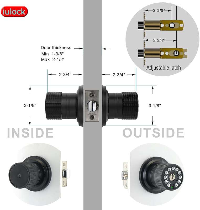 iulock Keypad & Key Smart Door Lock, 50 User Codes, Waterproof, Auto Lock - Matte Black - Image 6