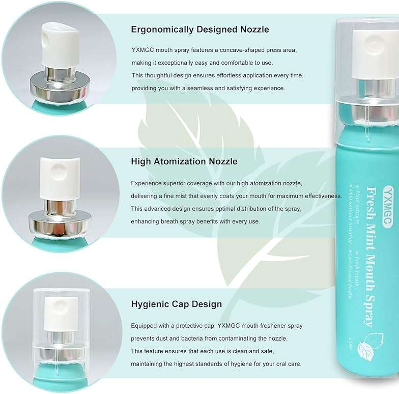 YXMGC Breath Spray for Bad Breath Mouth Spray Breath Freshener Oral Breath Spray Mint Dry Mouth Spray Xylitol with Surprise Gifts 0.52 Ounce (Pack of 2) - Image 3