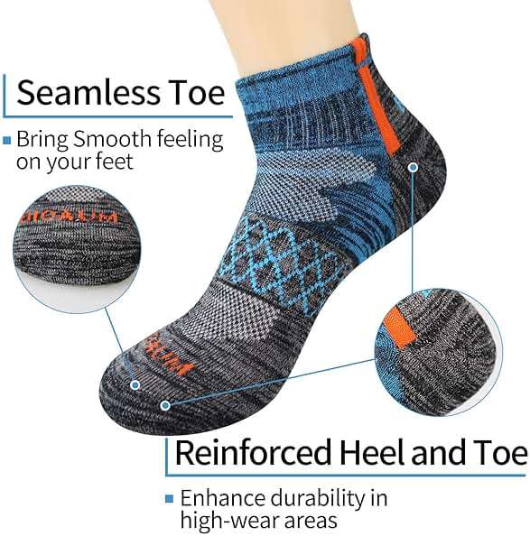 BIOAUM Men's Athletic Socks Size 10-13 - 6 Pairs Cotton Quarter Socks for Running, Workout, Work - Image 3