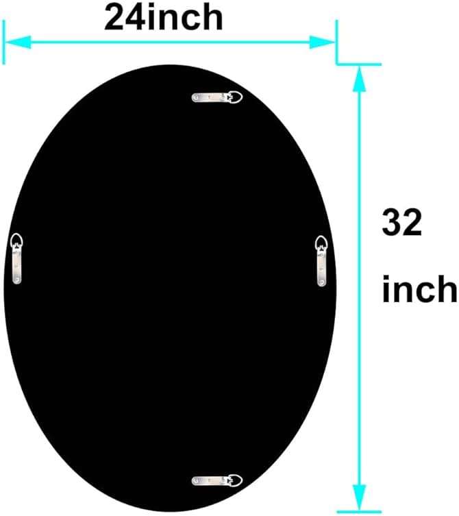 DMDFIRST Crystal Crushed Diamond Oval Shaped Silver Mirror Glam Bling for Wall Decoration 24x32x0.9inch Frameless Wall Hang Sparkly Glass Mirror Stunning Stylish Fashion Home Decor Decorative Mirror - Image 2