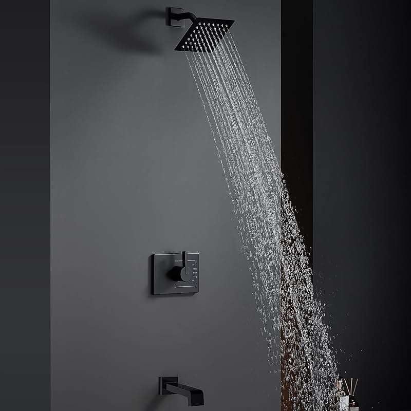 SOOOHOT Shower Fixtures, Black Shower Faucet Set with 6 Inch Matte Black Shower Head and Tub Spout, Black Shower Head and Handle Set (Valve Included) - Image 7
