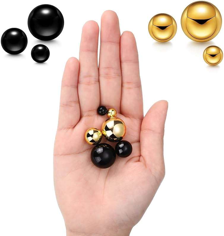 150 Pieces Vase Makeup Beads No Hole Gloss Mixed Sizes Round Pearl for Home Wedding Decor, 8/14/20 mm(Gold, Black) - Image 4