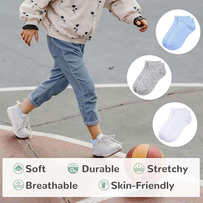 BOOPH 25 Pack Kids Low Cut Ankle Socks Boys Girls Half Cushion Athletic Socks - Image 4
