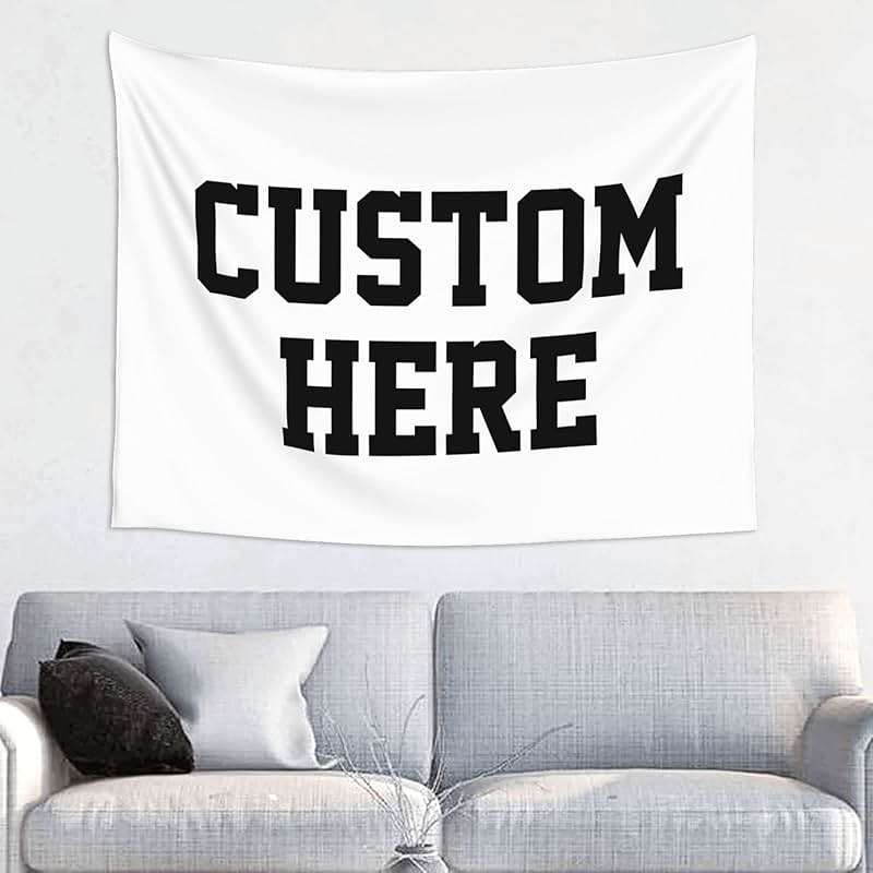 Custom Tapestry Personalized Image Text Custom Wall Tapestry Wedding Funny Backdrop 37''W X 29''L Tapestries, White,Dormitory - Image 1
