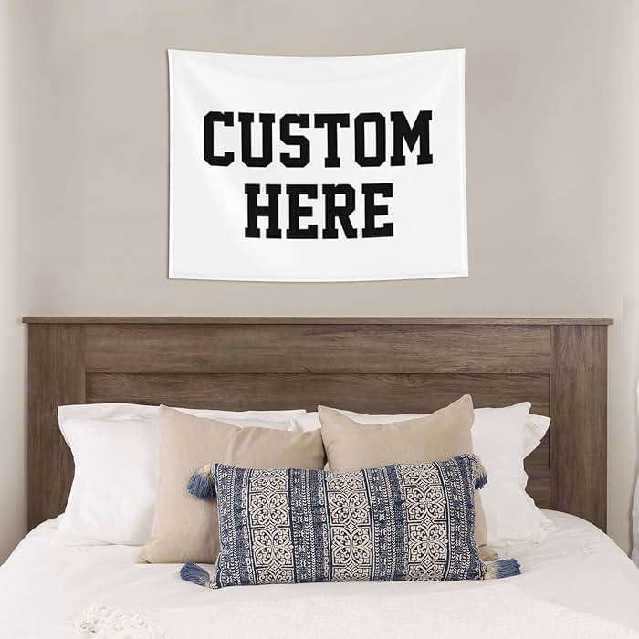 Custom Tapestry Personalized Image Text Custom Wall Tapestry Wedding Funny Backdrop 37''W X 29''L Tapestries, White,Dormitory - Image 7