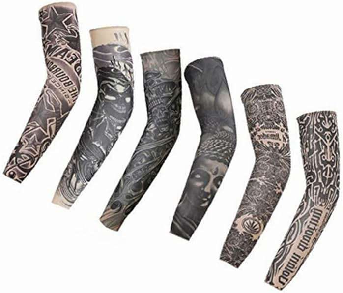 Beetoo Fake Temporary Tattoo Sleeves for Men and Women, Arm Sunscreen Sleeves(Unisex Dark Set, Pack of 6) - Image 3
