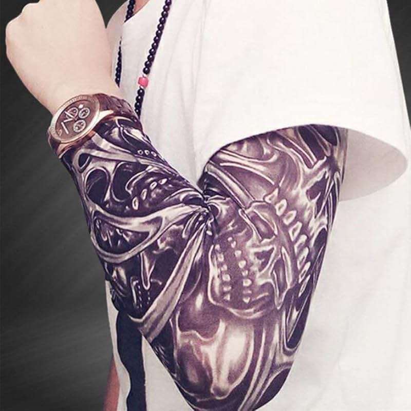 Beetoo Fake Temporary Tattoo Sleeves for Men and Women, Arm Sunscreen Sleeves(Unisex Dark Set, Pack of 6) - Image 5