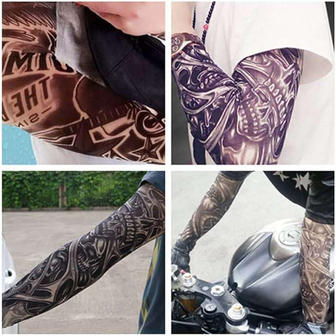Beetoo Fake Temporary Tattoo Sleeves for Men and Women, Arm Sunscreen Sleeves(Unisex Dark Set, Pack of 6) - Image 6