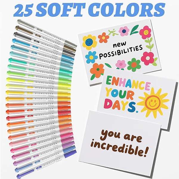Zmcik Double Ended Highlighters with Soft Chisel Tip, 25-Pack Quick Dry Assorted Colors, Pastel Highlighters Set for School/Office Journaling, Bible Assorted Colors - Image 4