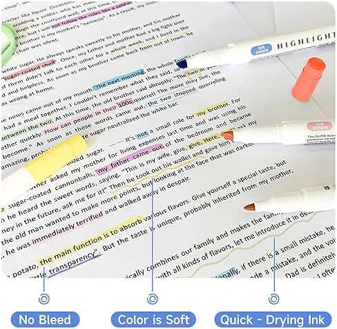 Zmcik Double Ended Highlighters with Soft Chisel Tip, 25-Pack Quick Dry Assorted Colors, Pastel Highlighters Set for School/Office Journaling, Bible Assorted Colors - Image 7
