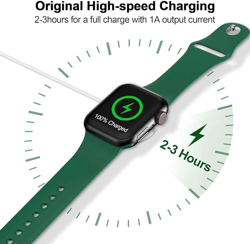 𝟐𝟎𝟐𝟔 𝐔𝐩𝐠𝐫𝐚𝐝𝐞𝐝 for Apple Watch Charger Magnetic Fast Charging Cable [Portable] Magnetic Wireless Charging Compatible with iWatch Series Ultra/SE/11/10/9/8/7/6/5/4/-[3.3FT] White - Image 4