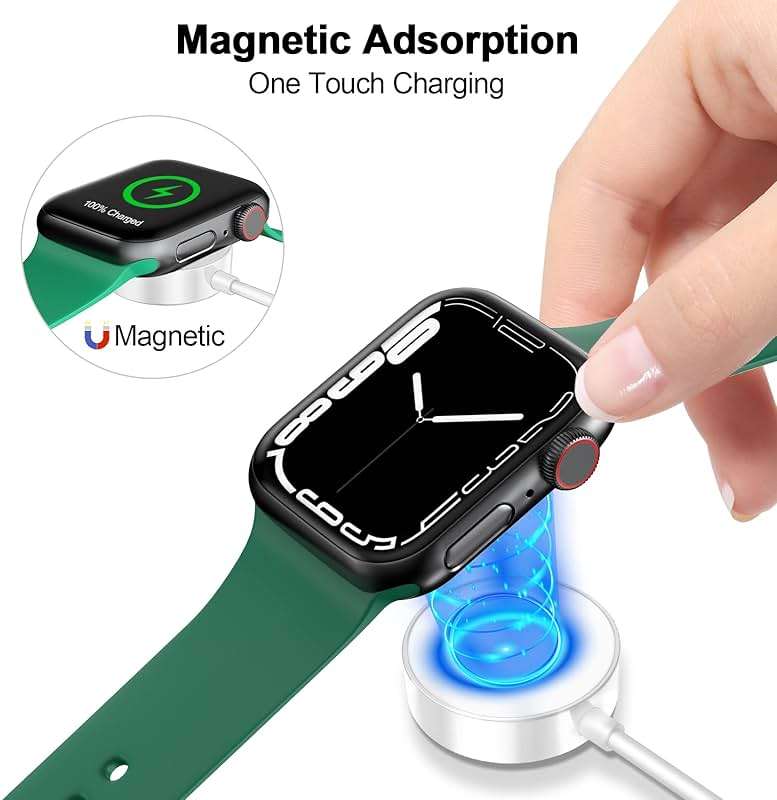 𝟐𝟎𝟐𝟔 𝐔𝐩𝐠𝐫𝐚𝐝𝐞𝐝 for Apple Watch Charger Magnetic Fast Charging Cable [Portable] Magnetic Wireless Charging Compatible with iWatch Series Ultra/SE/11/10/9/8/7/6/5/4/-[3.3FT] White - Image 6