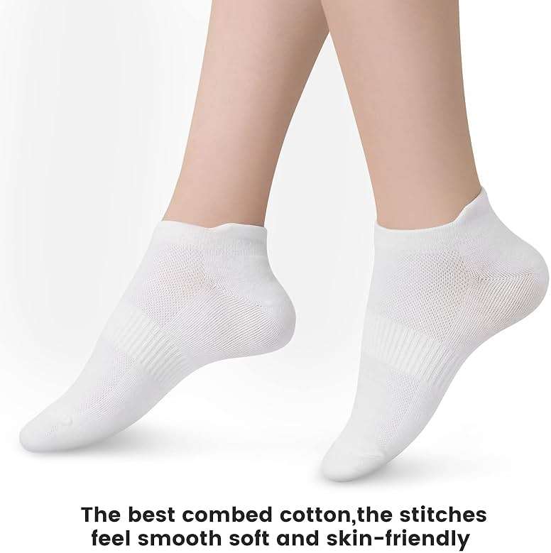 Women's Ankle Cotton Socks - Low Cut Athletic Running Soft Thin No Show White Socks With Tab 6 Pairs - Image 6