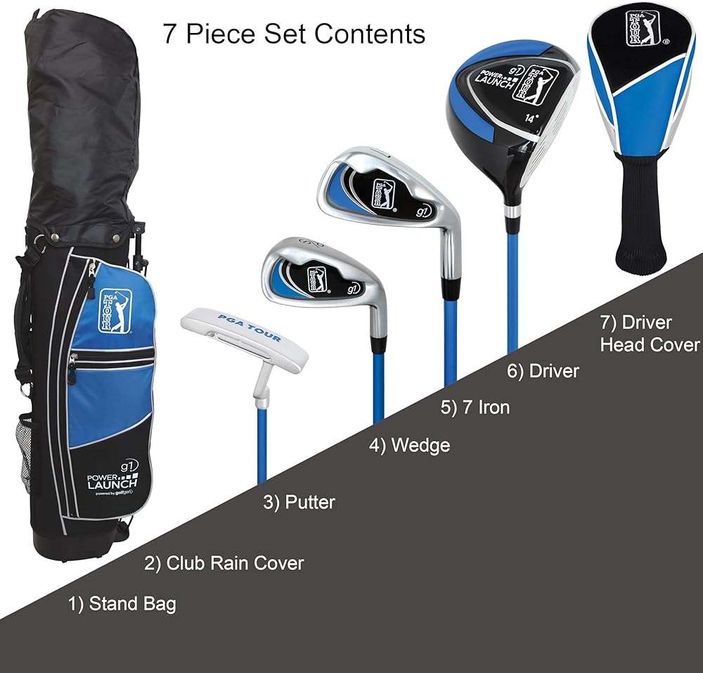 PGA Tour Youth Golf Club Set for Ages 8-12 & 12+ (4’8”–5’10”), Right and Left-Handed Kids Golf Sets – Beginner Junior Golf Clubs with Lightweight Stand Bag, Mallet Putter, Hybrid, Driver - Image 2