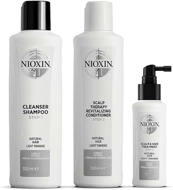 Nioxin Scalp + Hair Thickening System 1 Kit | For Natural-Hair with Light Thinning | Strengthen Against Breakage with Niacinamide & Biotin | Cleanse, Condition, & Treat | Bundle - Image 1