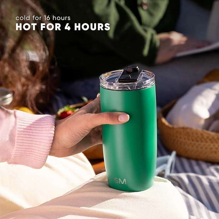 Simple Modern Voyager Tumbler with Flip Lid | Travel Coffee Mug | Insulated Stainless Steel Cold Brew Iced or Hot Coffee Cup | Gifts for Women Men Her Him | 12oz, Almond Birch - Image 2
