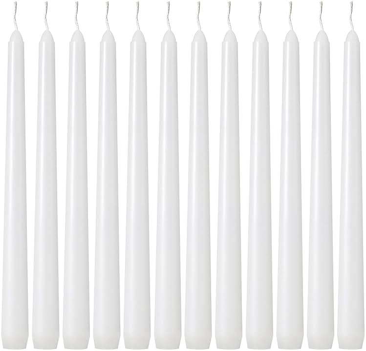 Kedtui Taper Candles 10 inch (H) Dripless, Set of 24 White Unscented and Smokeless Taper Candles Long Burning, Paraffin Wax with Cotton Wicks for Burning 8 Hours Time - Image 1