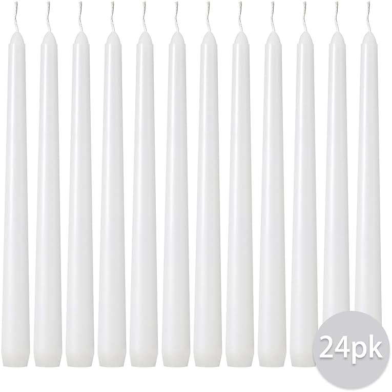 Kedtui Taper Candles 10 inch (H) Dripless, Set of 24 White Unscented and Smokeless Taper Candles Long Burning, Paraffin Wax with Cotton Wicks for Burning 8 Hours Time - Image 2