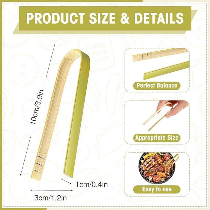 Chengu 240 Pcs Mini Bamboo Tongs Disposable Small Wooden Toaster Tongs Charcuterie Serving Cooking Utensils for Catering Buffet Appetizer Wedding Holiday Party Supplies(4 Inch) - Image 3