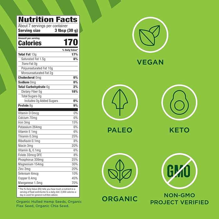 Manitoba Harvest Organic Hemp Plus Flax & Chia Seeds - 7oz - 8g Protein, 5g Fiber and 10g Omega 3 & 6 per 30g Serving - Nutrient-Dense, 3-in-1 Super Seeds Mixture - Vegan, Non-GMO Project Verified - Image 6