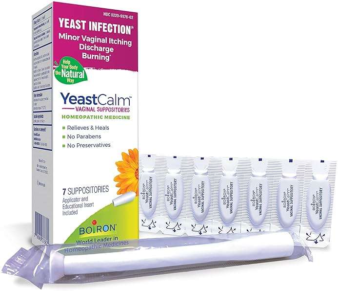 Boiron YeastCalm Homeopathic Suppositories for Yeast Infections, Burning, Discharge, and Minor Vaginal Itching - 7 Count - Image 1