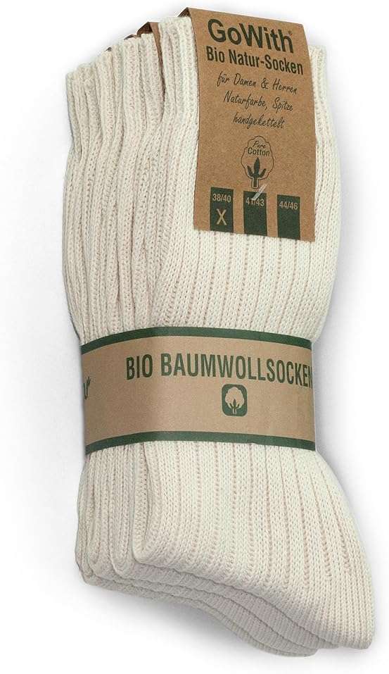 GoWith 4-5 Pairs Unisex Natural 97% Cotton Crew Socks, Pure Cotton Comfy Cozy Breathable Seamless Casual Socks for Men Women - Image 1