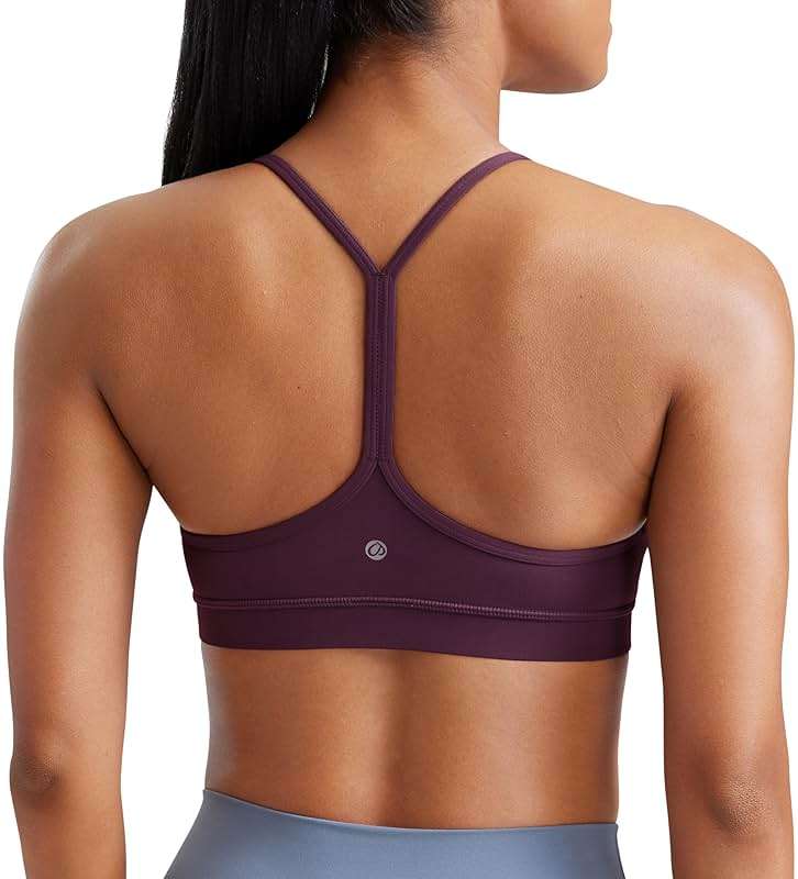 CRZ YOGA Butterluxe Y Back Sports Bras for Women - Padded Racerback Low Impact Spaghetti Thin Strap Workout Yoga Top - Image 1