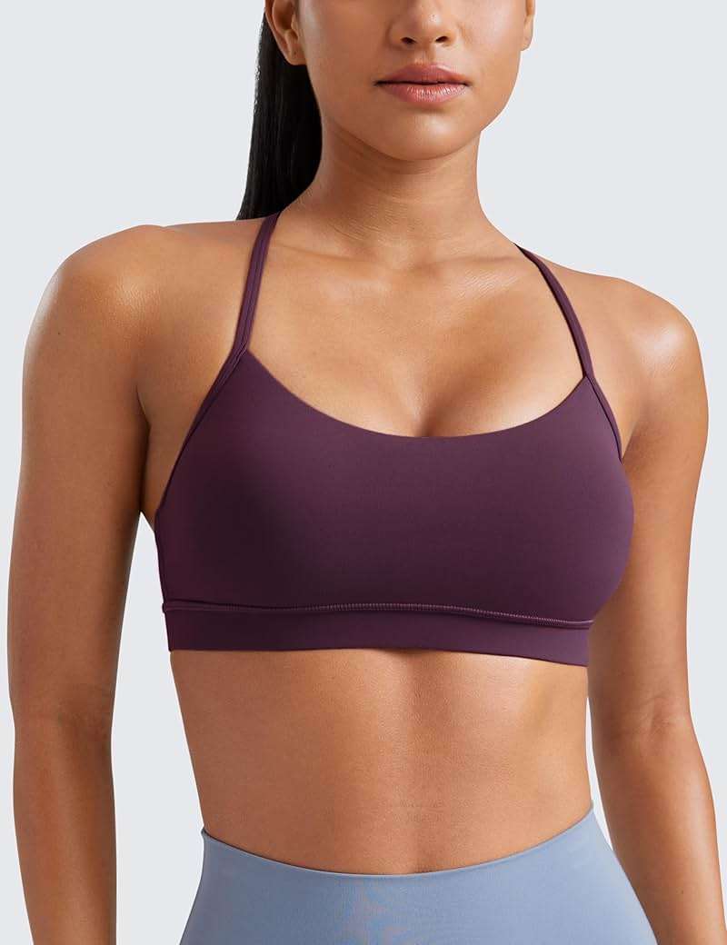 CRZ YOGA Butterluxe Y Back Sports Bras for Women - Padded Racerback Low Impact Spaghetti Thin Strap Workout Yoga Top - Image 2